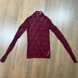 Intimately Free People Lace Layering Top-Maroon-Size Small
